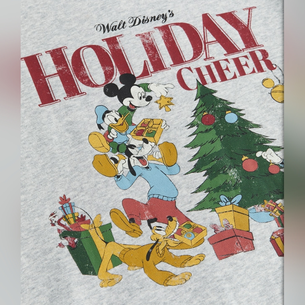 H&M Disney Mickey And Friends Festive Gray and Red Holiday Sweatshirt Medium - Picture 3 of 12